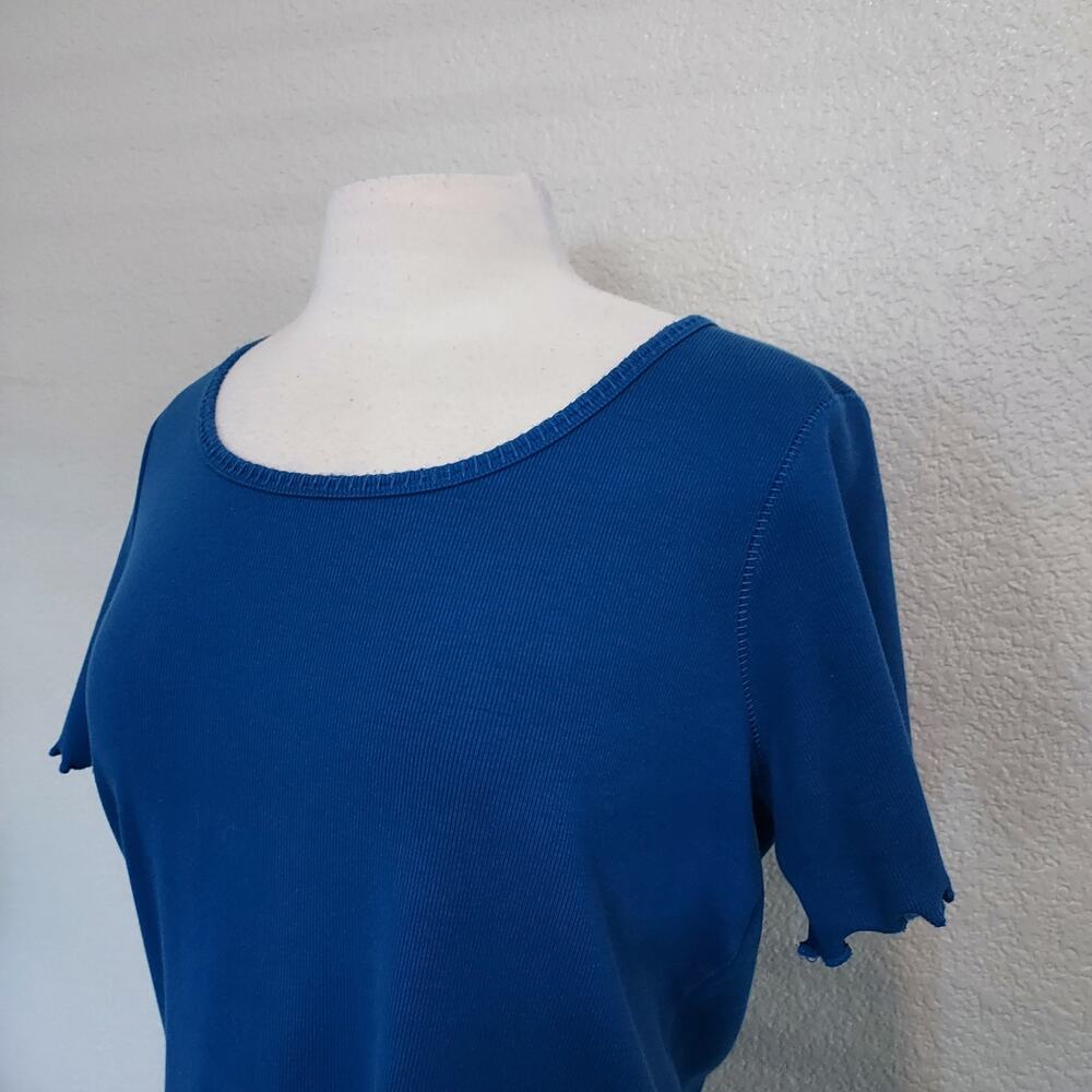 J. Jill Blue Ribbed Scoop Neck Top Size XL - Picture 4 of 11